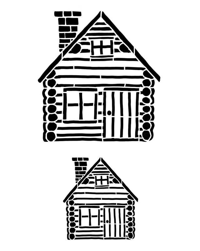 Log cabin duo stencil 8x10
