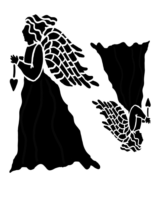 Vintage Angel stencil 8x10