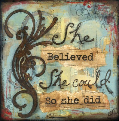 "She believed she could so she did" Print on Wood 6x6 Overstock