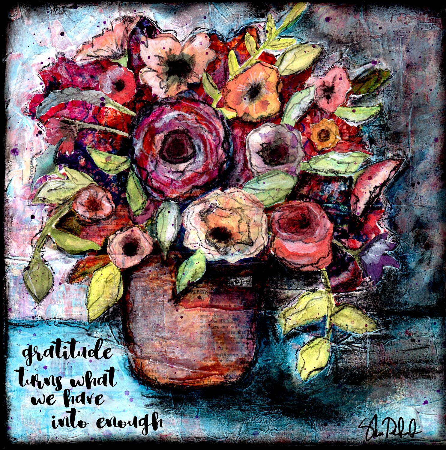 "Gratitude turns what we have into enough" Print on Wood 8x8 Overstock no writing