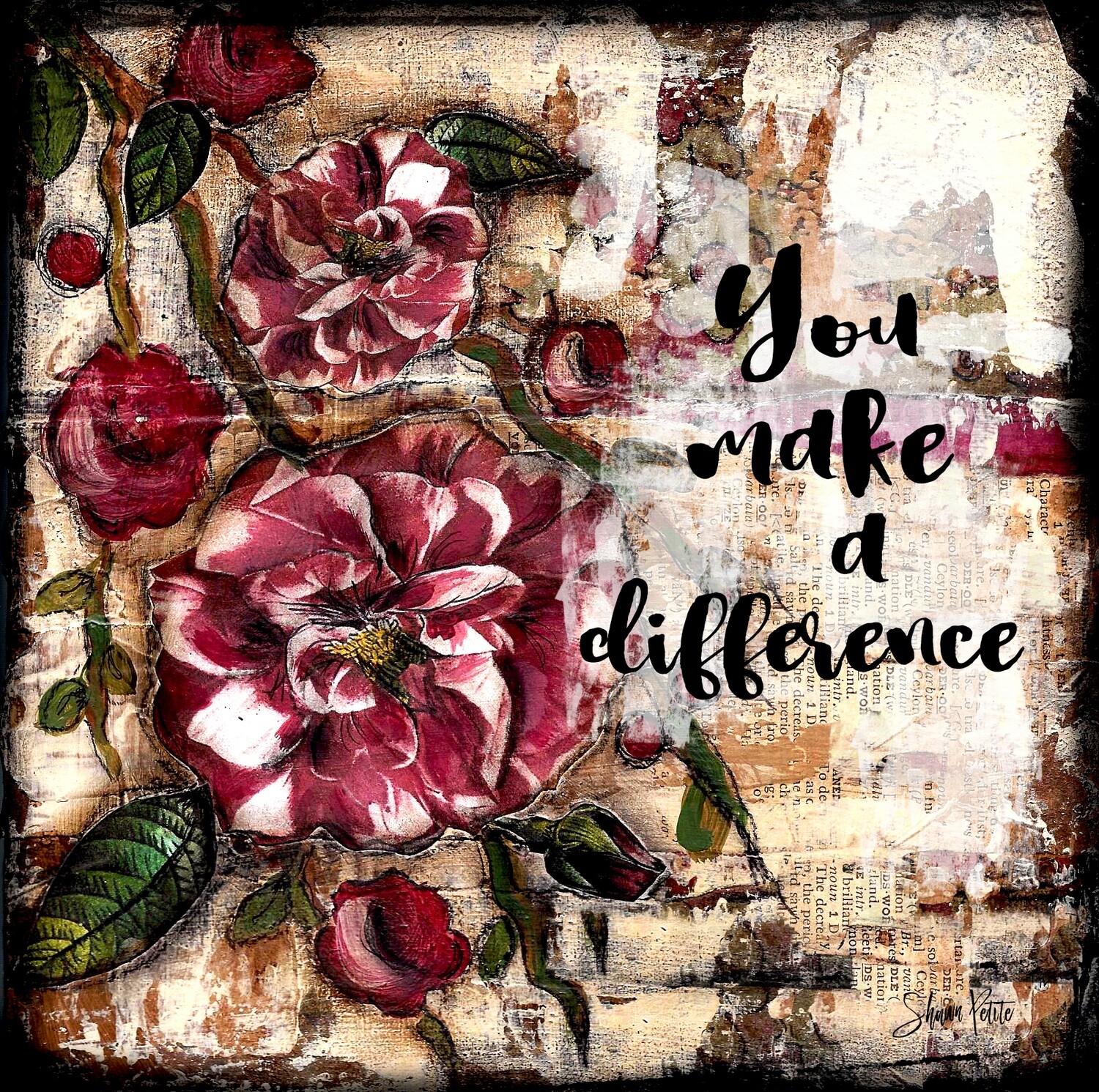 "You make a Difference" flower Print on Wood 4x4 Overstock
