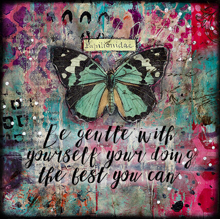 "Be gentle with yourself your doing the best you can" green butterfly Print on Wood 4x4 Overstock