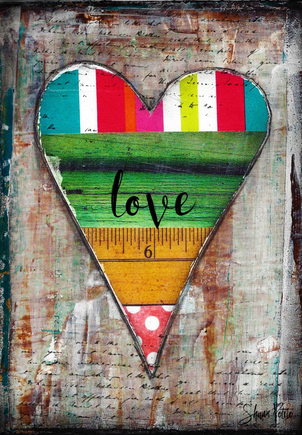 "Love" heart Print on Wood 4x6 Overstock