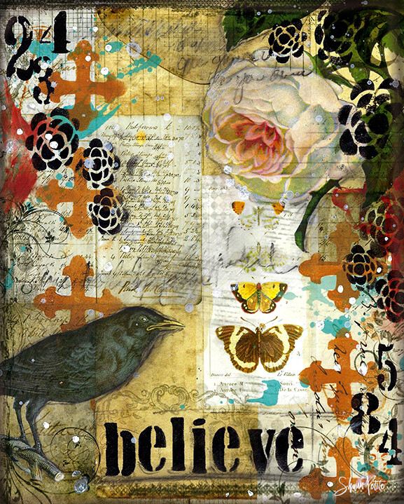 "Believe" blackbird Print on Wood 4x6 Overstock