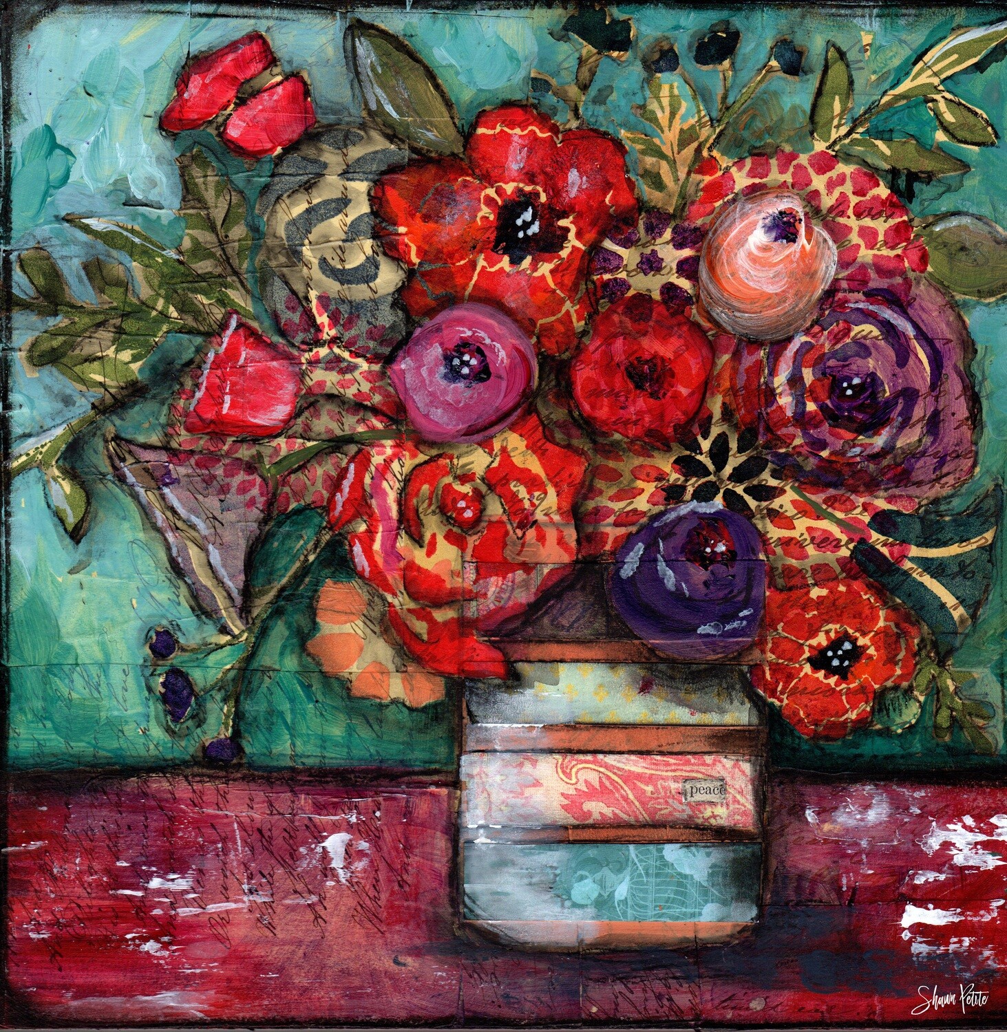 "Bright flowers" floral Print on Wood 6x6 Overstock