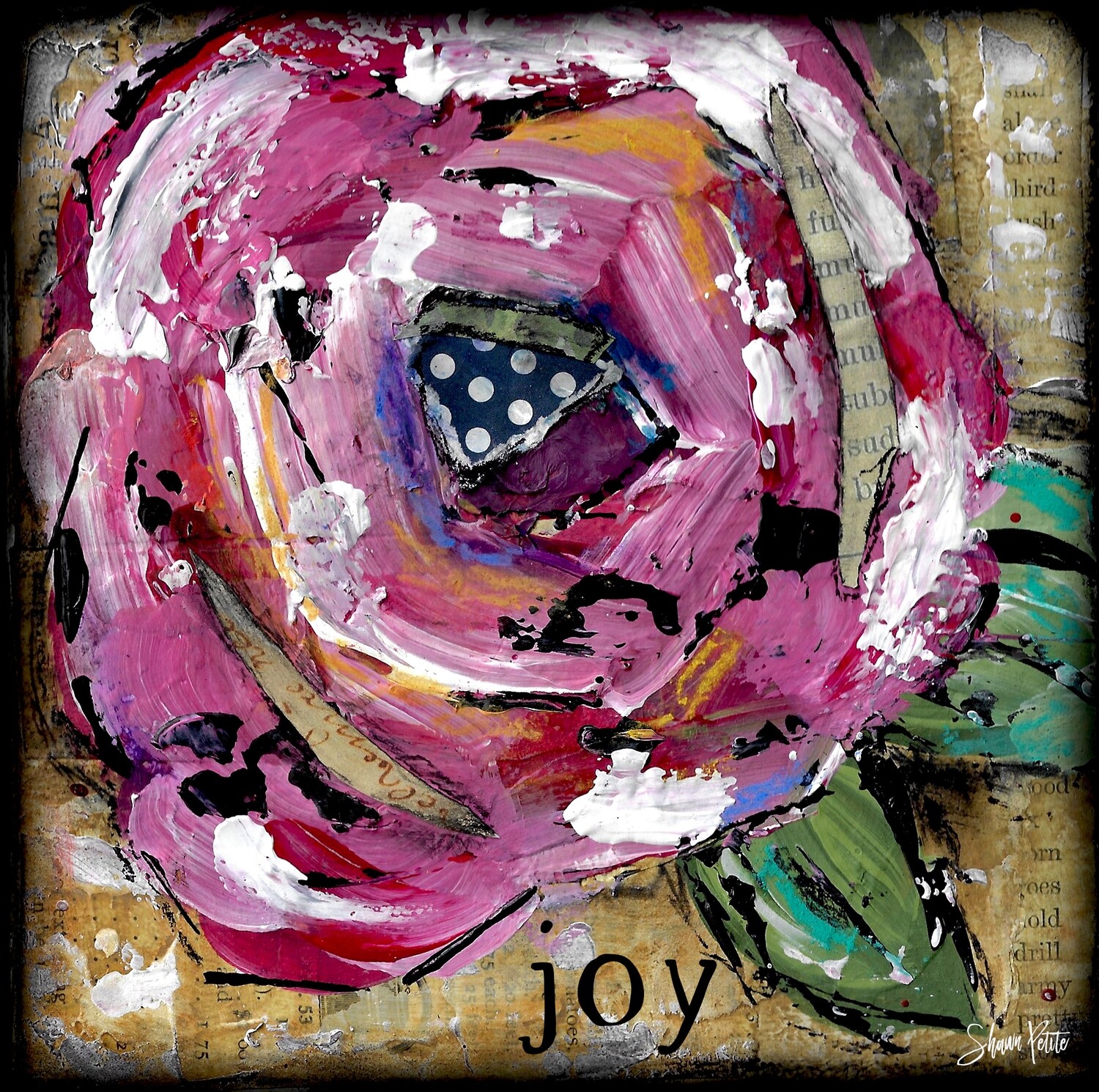 "Joy" flower Print on Wood 6x6 Overstock