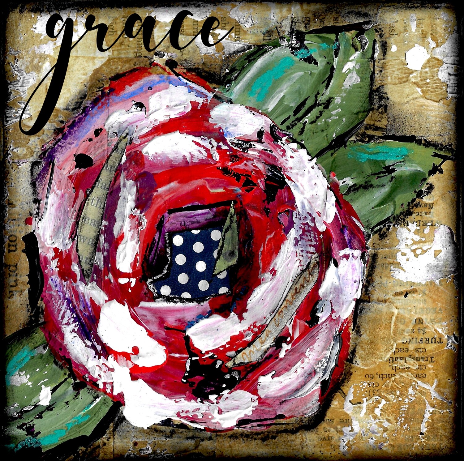 "Grace" flower Print on Wood 6x6 Overstock