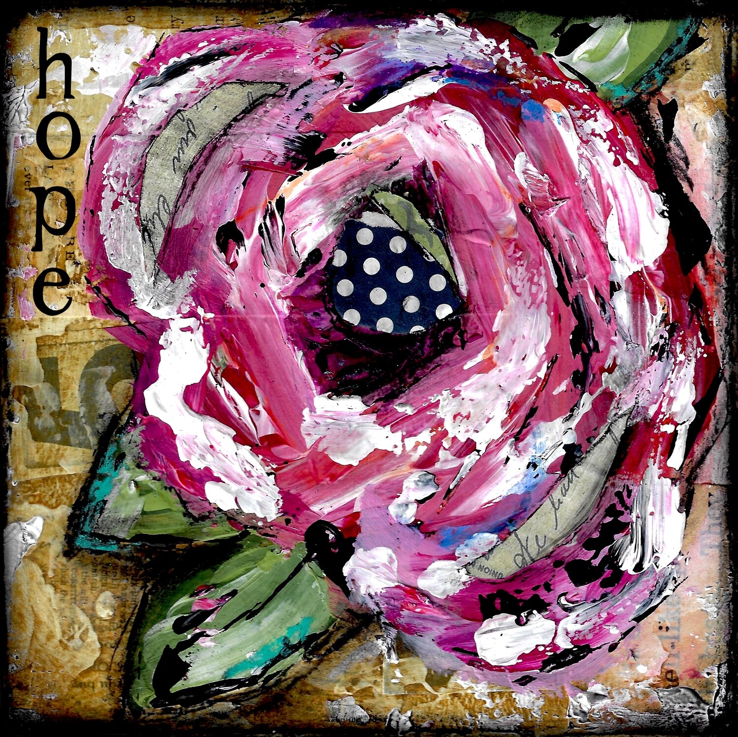 "Hope" flower Print on Wood 6x6 Overstock