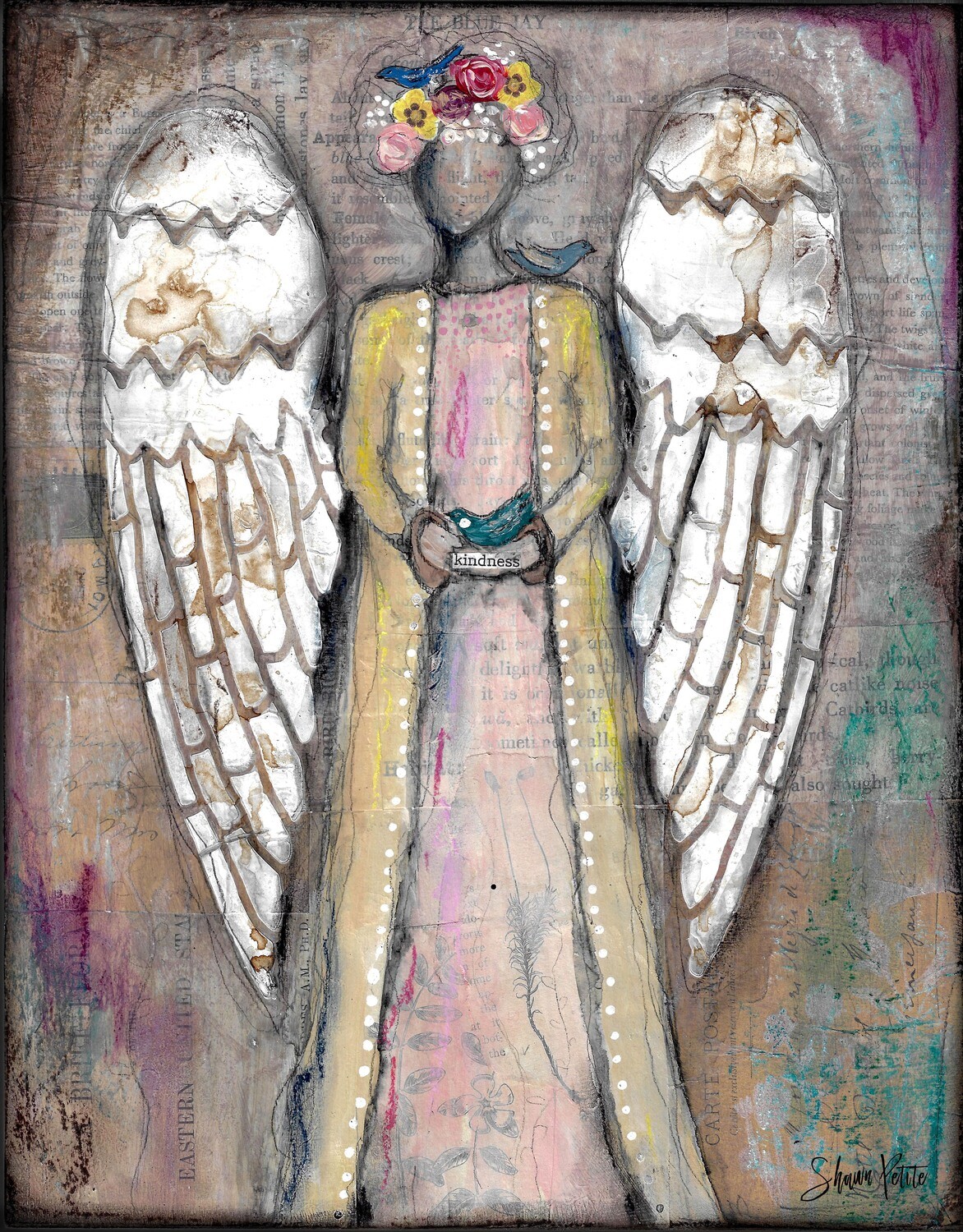 Angel of Kindness blue bird, digital instant download