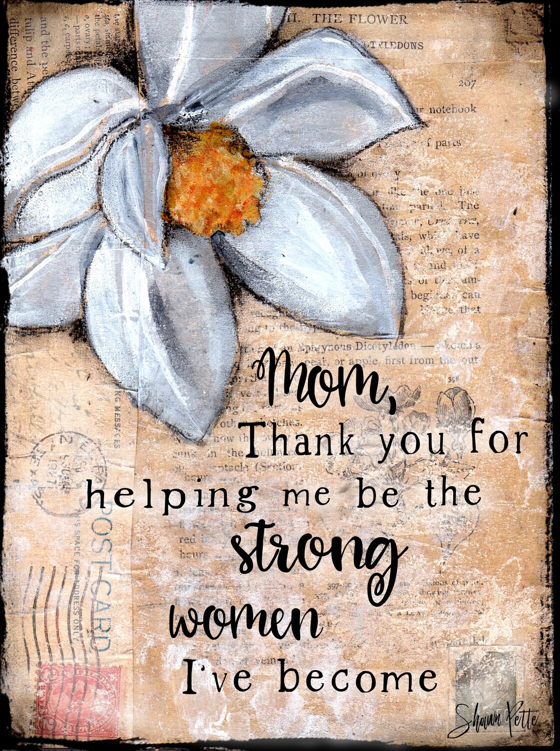 "Mom thank you for helping me be strong" Print on Wood 4x6 Overstock