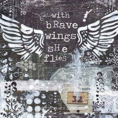 "With brave wings she flies" butterfly Print on Wood 6x6 Overstock