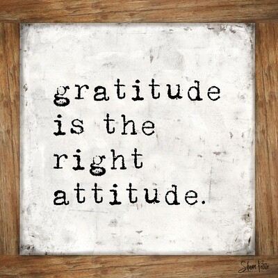 "Gratitude is the right attitude" wood frame Print on Wood 6x6 Overstock