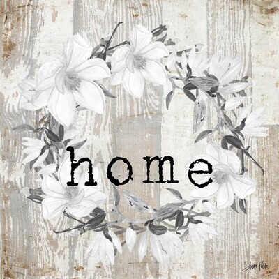 "Home white wreath" Print on Wood 8x8 Overstock