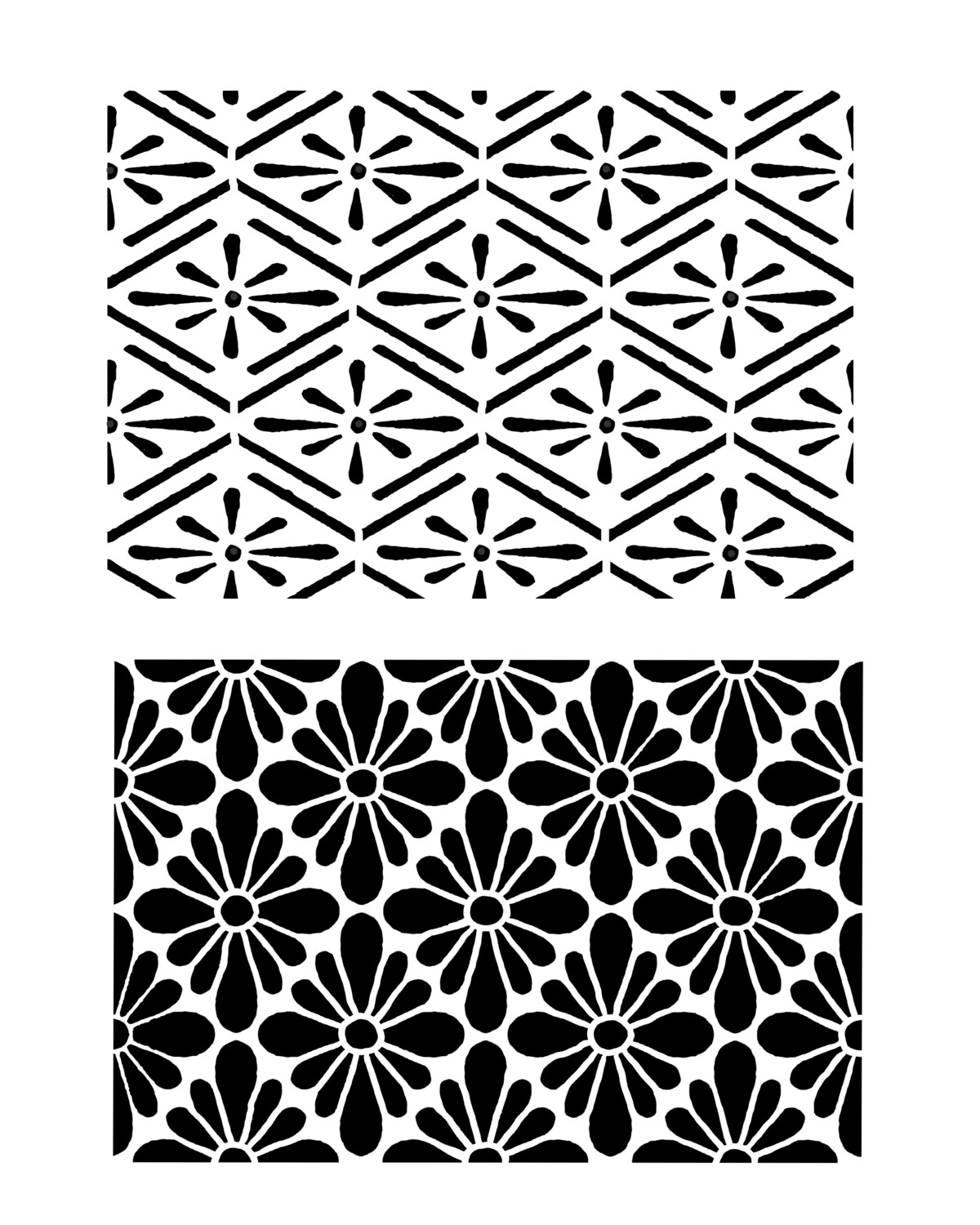 Vintage patterns duo 1 stencil 8x10