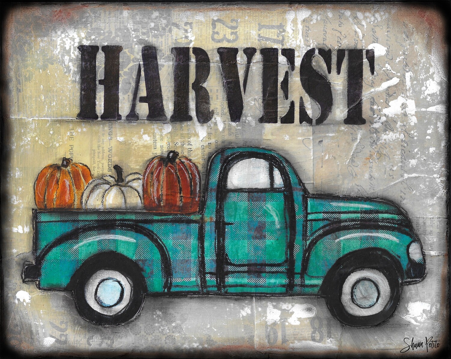"Harvest Truck" Print on Wood 5x7 Overstock