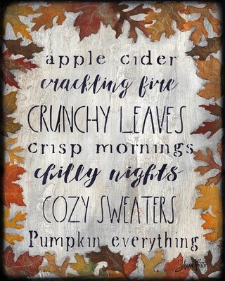 "Fall Leaves and Words" Print on Wood 5x7 Overstock