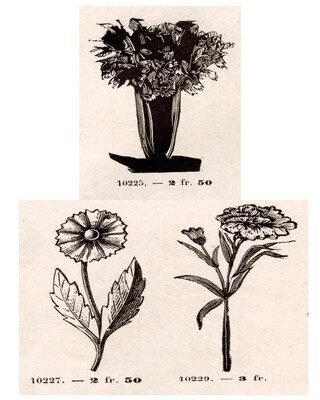 Large Neutral Flower Drawings collage papers **INSTANT DOWNLOAD** 7 pages