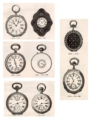Pocket Watches collage papers **INSTANT DOWNLOAD** 7 pages