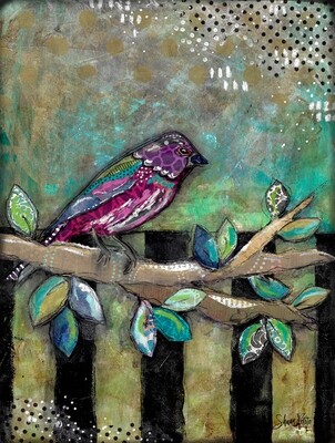 "Feathered Friends Bold Bird" Print on Wood and Print to be Framed