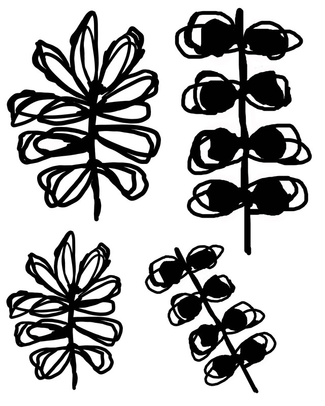 Inky Leaves 2 with masks stencil 8x10