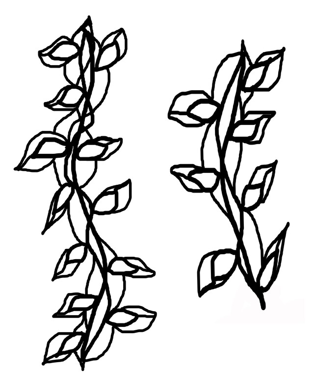 Scribbly vines with masks stencil 8x10