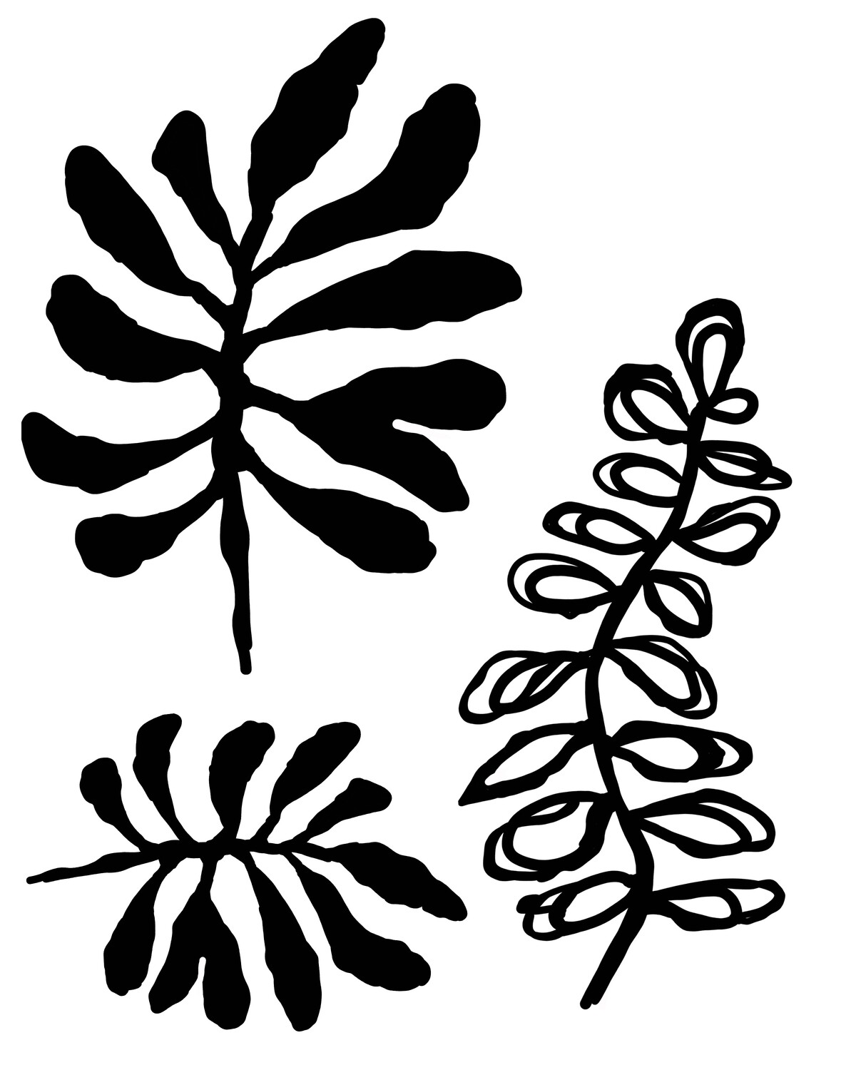 Inky Leaves 1 with masks stencil 8x10