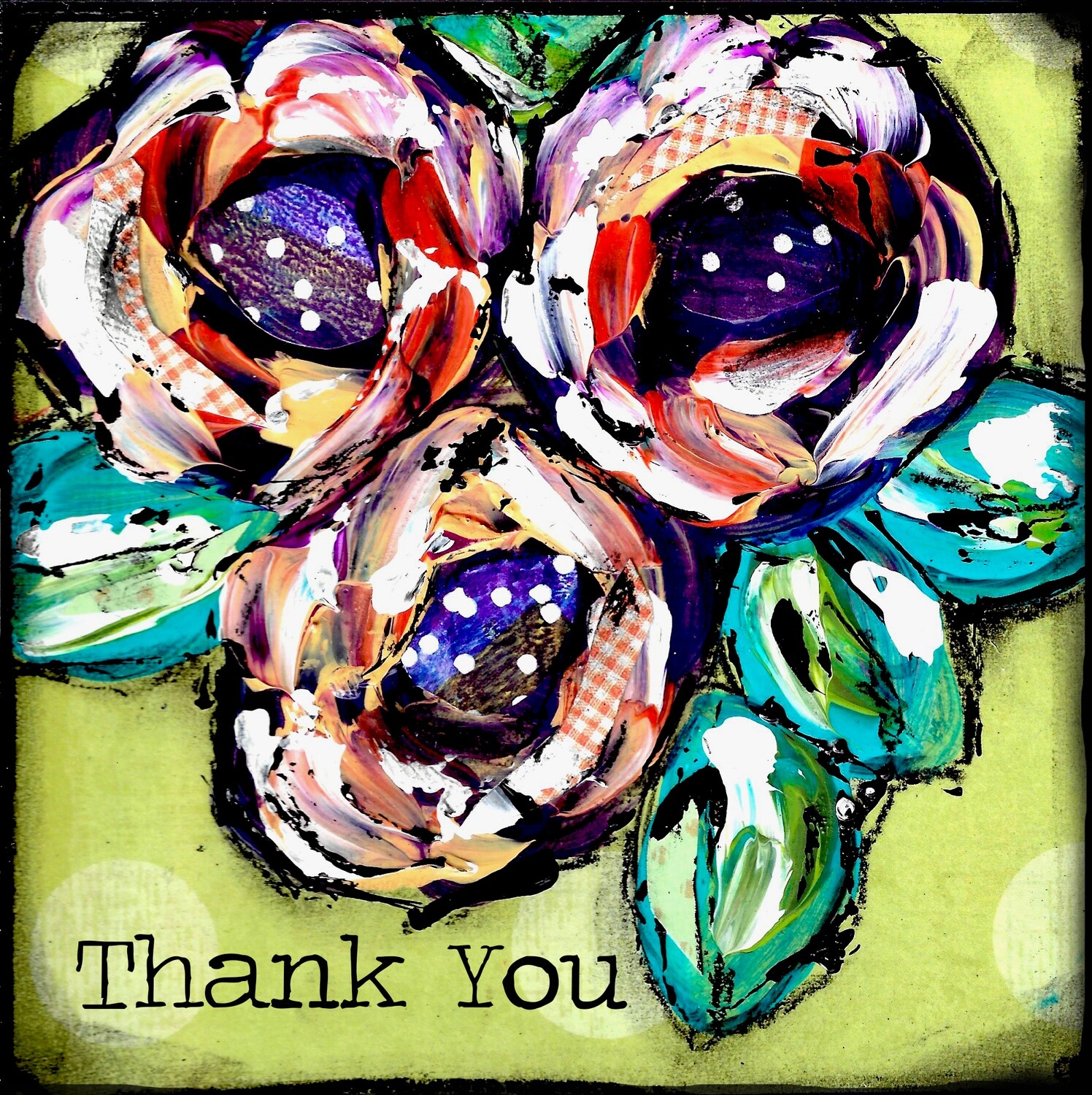 "Thank you" collage flowers Print on Wood and Print to be Framed