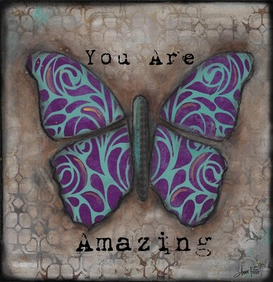 "You are Amazing" butterfly Print on Wood and Print to be Framed