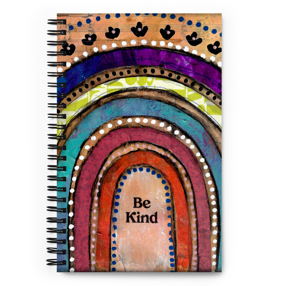 Be Kind rainbow Spiral notebook with dotted pages
