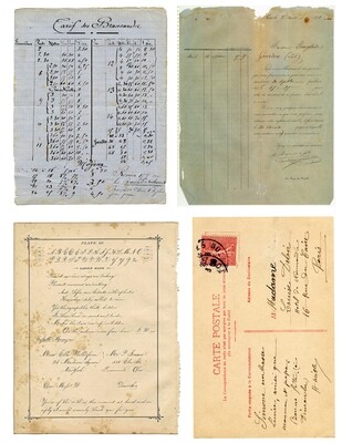 Vintage French Papers collage pak instant download 6 pages