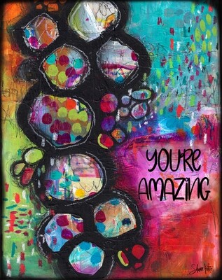 "Actually Living you're amazing" Print on Wood and Print to be Framed