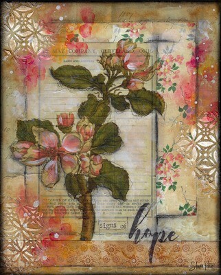 "Hope" flower Print on Wood and Print to be Framed