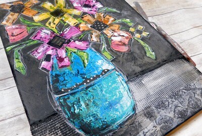 "Dream in Blooms" floral 11x14 mixed media original
