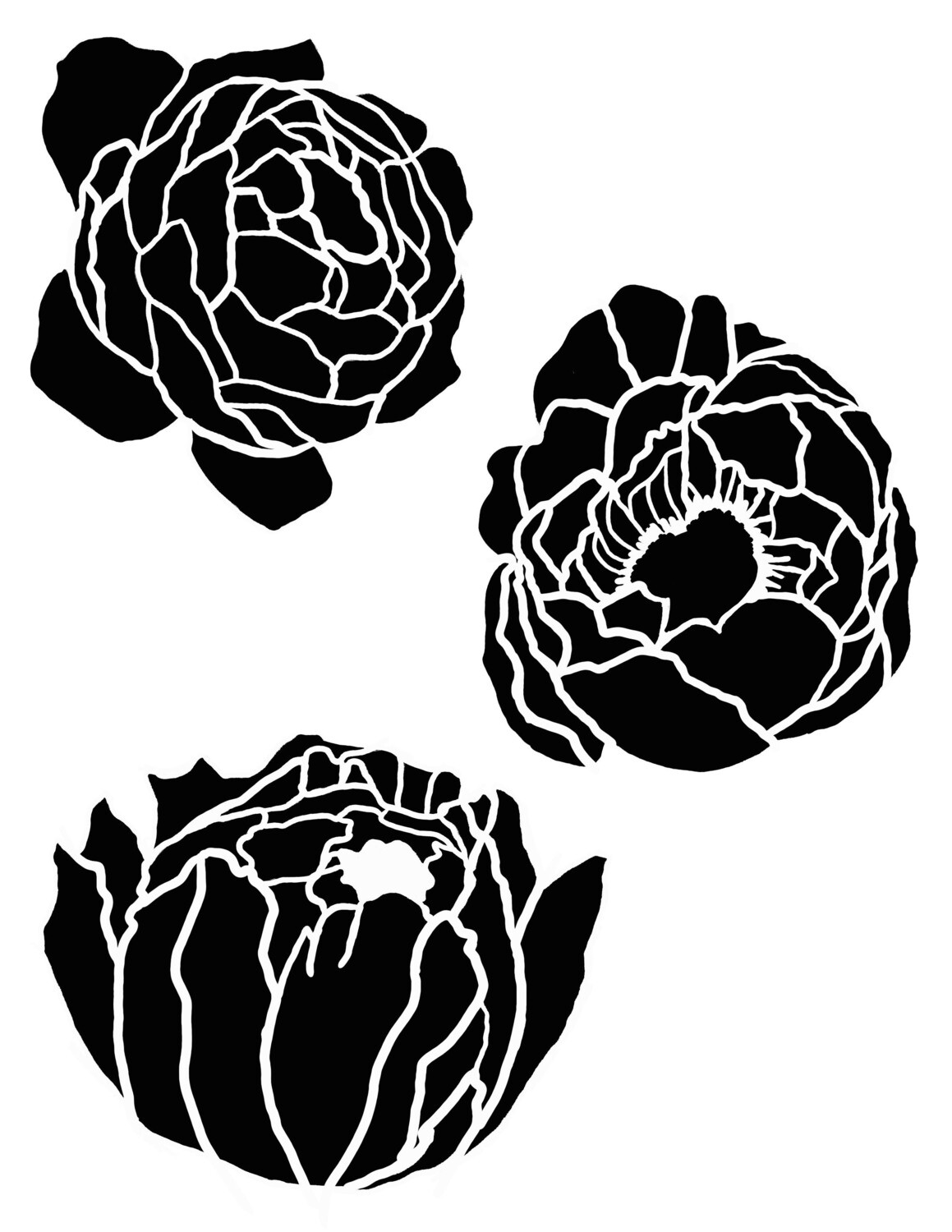 Peony Blooms stencil 8x10