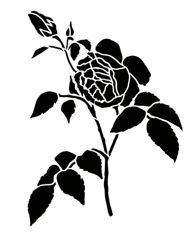 Vintage Cabbage Rose large stencil 8x10