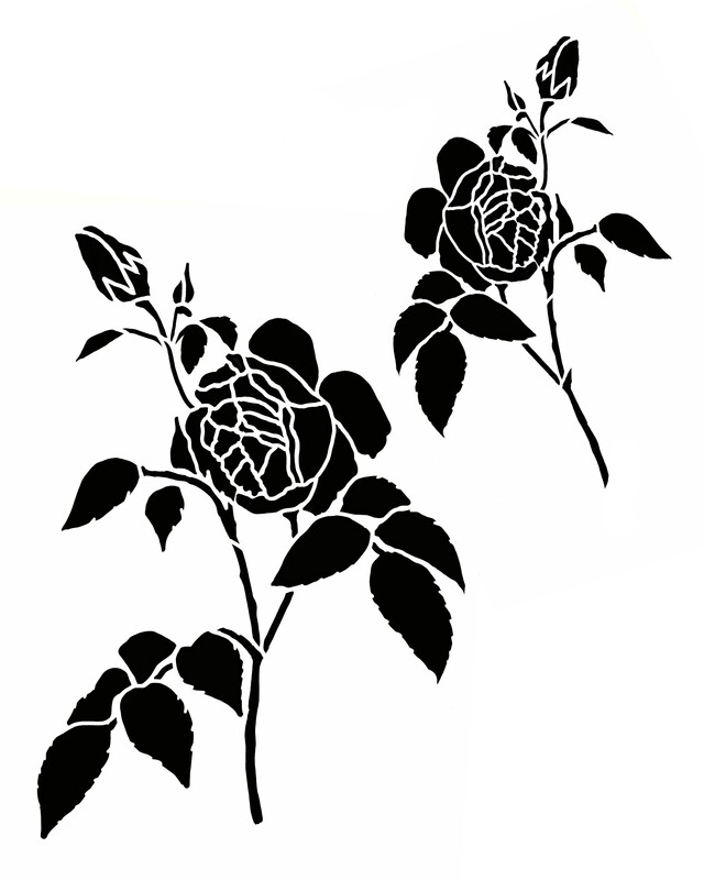 Vintage Cabbage Rose stencil 8x10