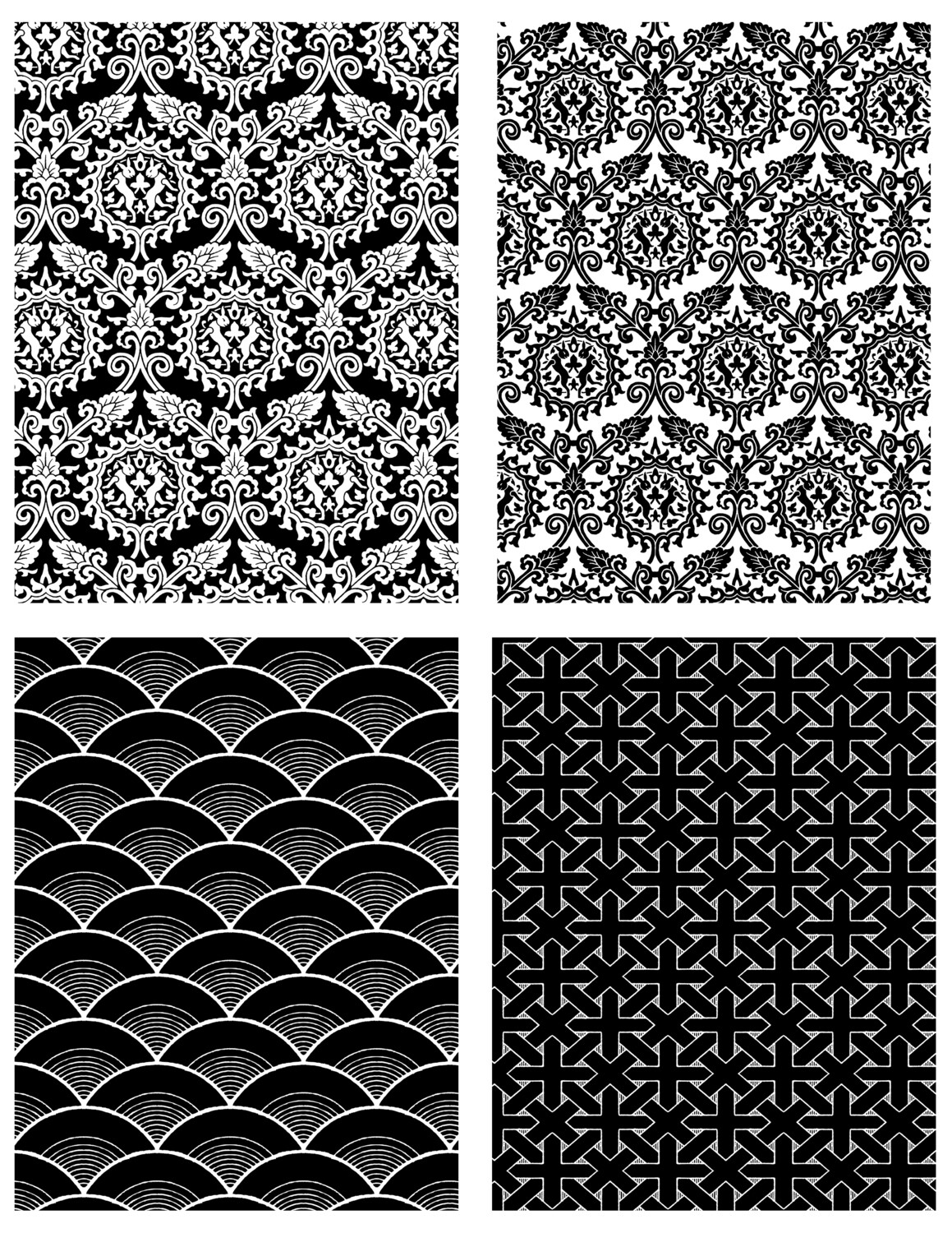 Seamless Patterns collage pak instant download 4 pages