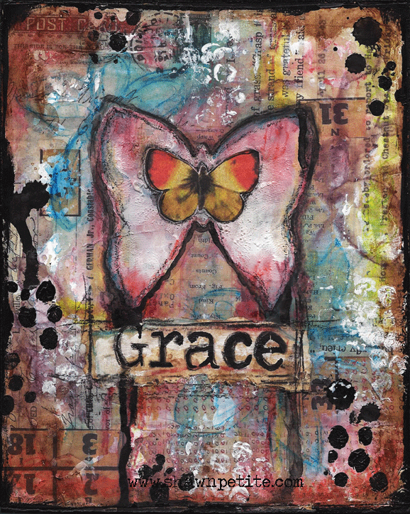 "Grace" butterfly Print on Wood 4x6 Overstock