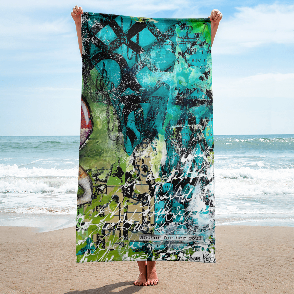 Anchor for her soul Beach Towel