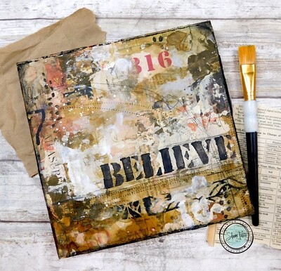"Believe" 8x8 mixed media original