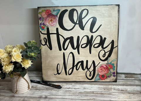 "Oh Happy Day" 18x18 mixed media original