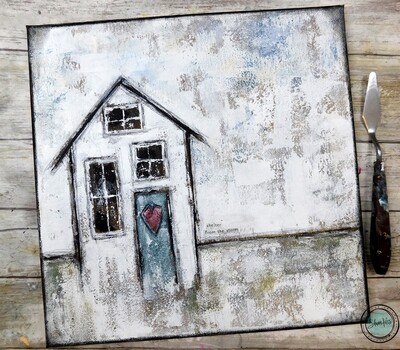 "Shelter from the storm" 12x12 mixed media canvas original