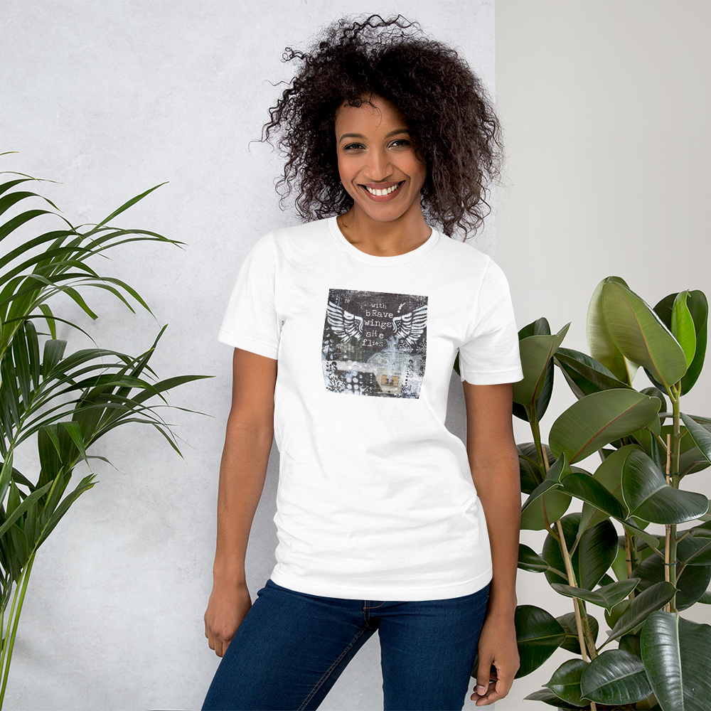 With brave wings, she flies  Bella Canvas Short-Sleeve Unisex T-Shirt