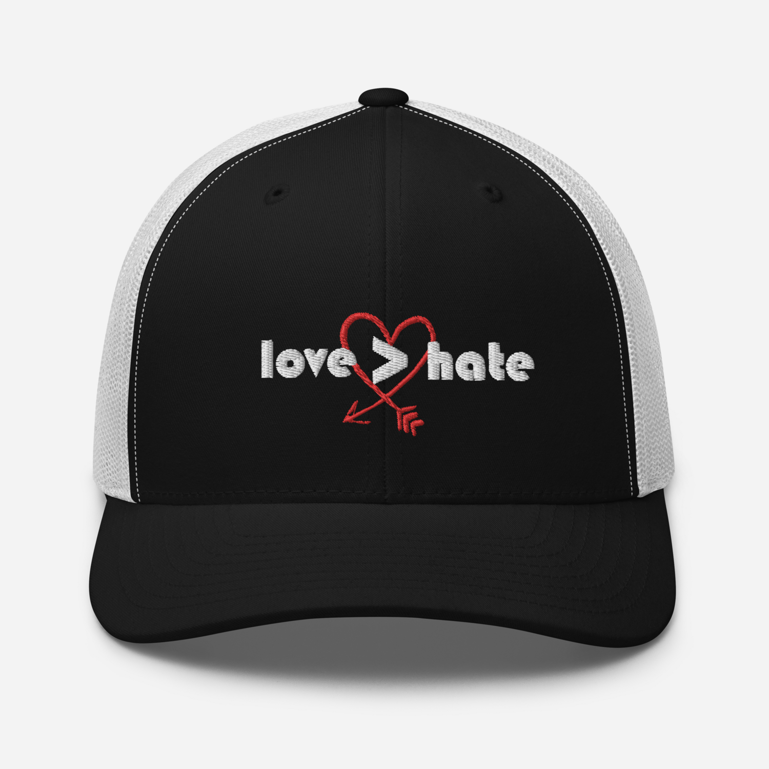 Love not hate trucker hat