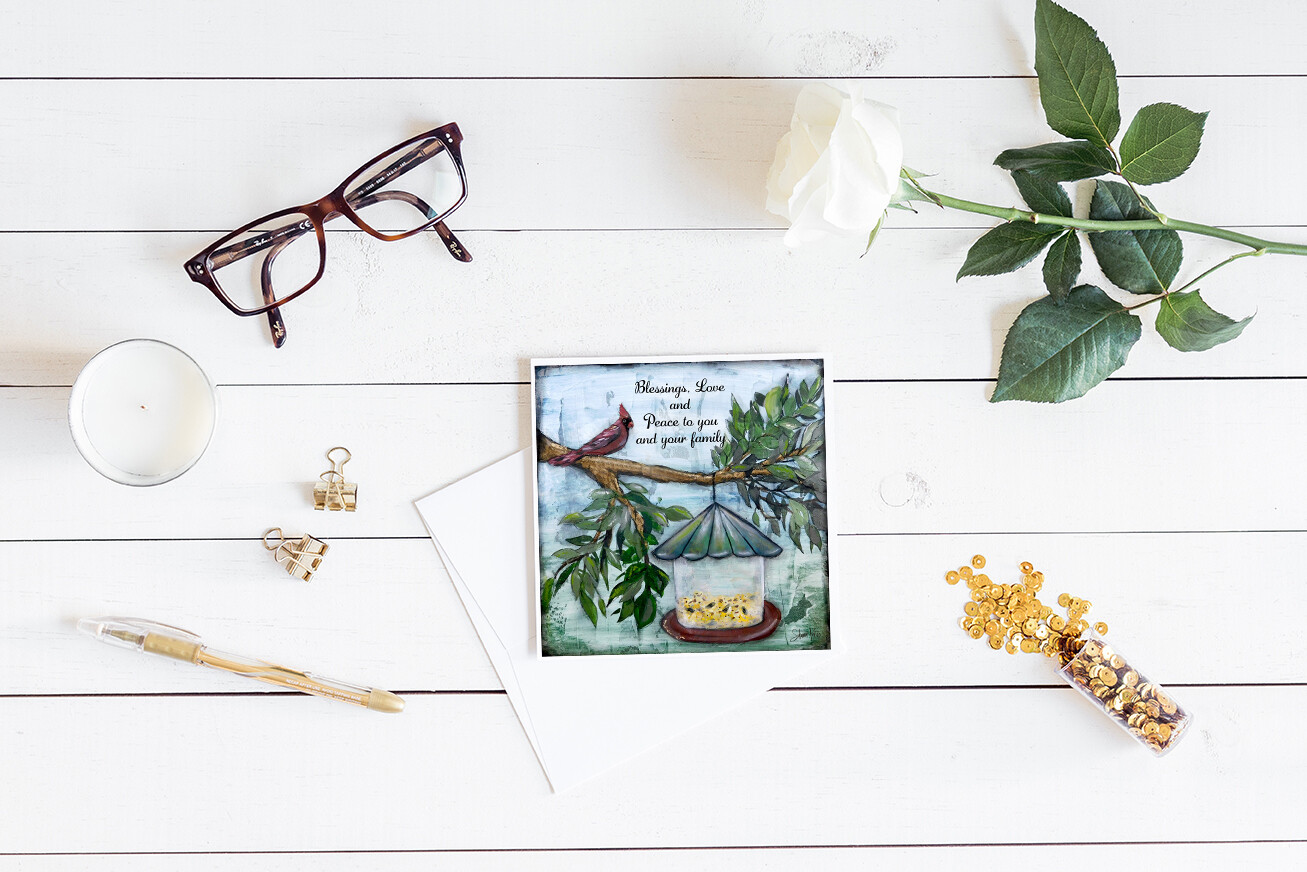 "Blessings, love and peace" sympathy 5x5 4 pack card