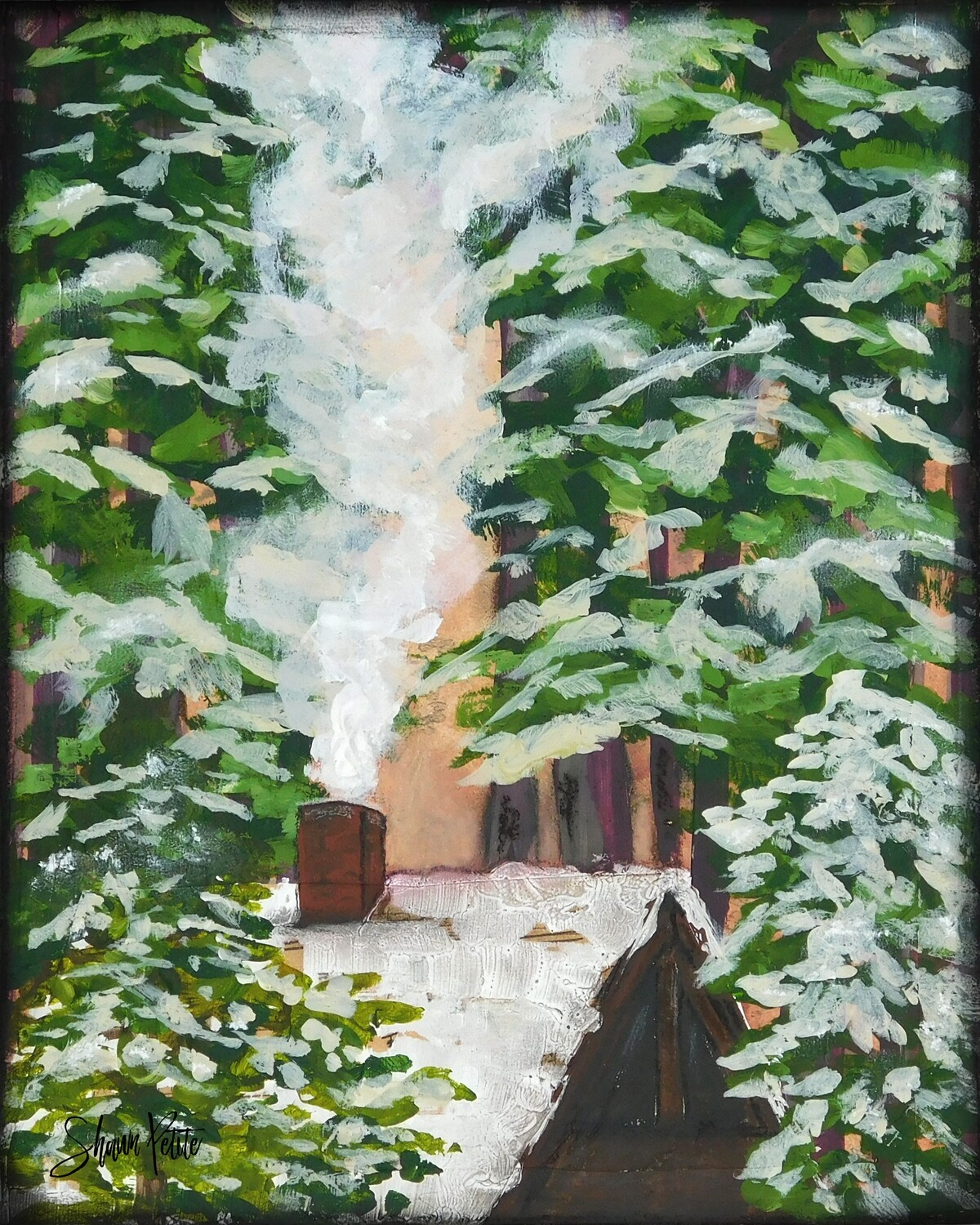 "Cabin in the woods" Print on Wood and Print to be Framed