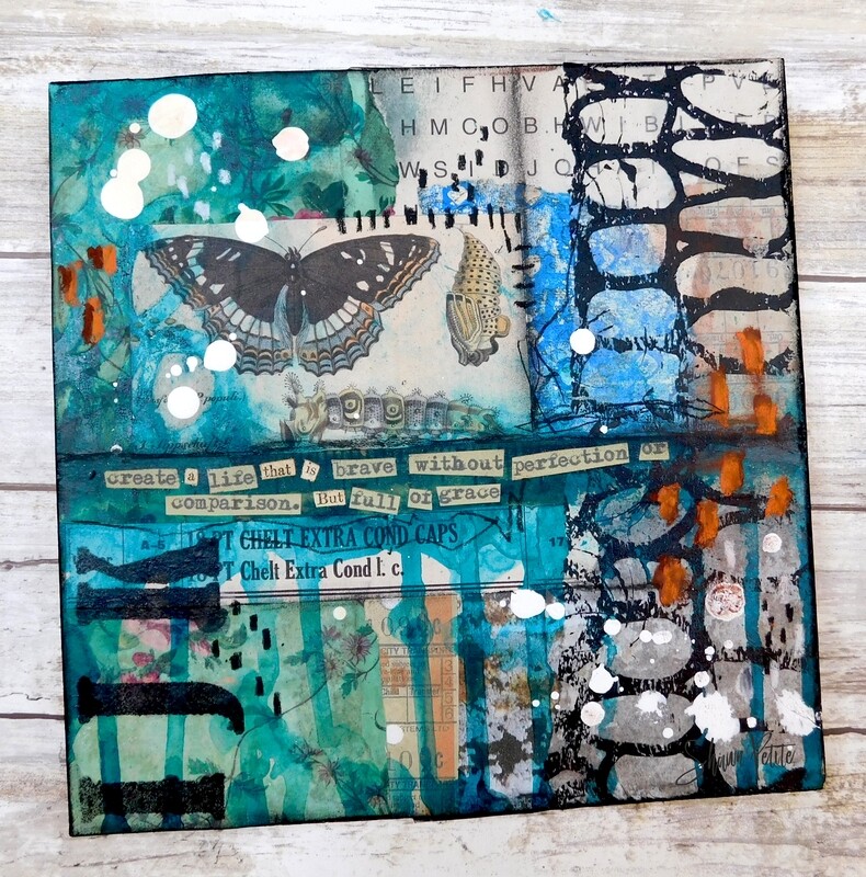 &quot;Create a life that is brave&quot; 8x8 mixed media original