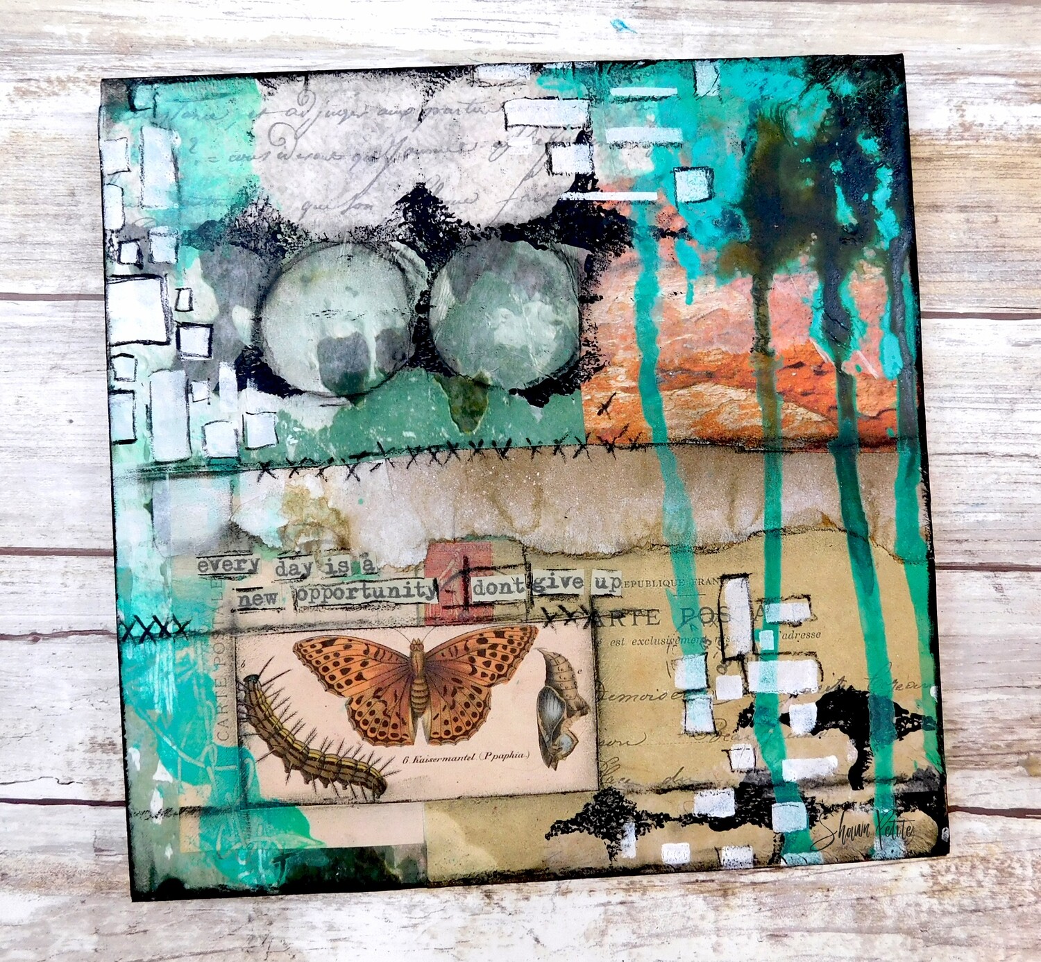 "Every day is a new opportunity" 8x8 mixed media original