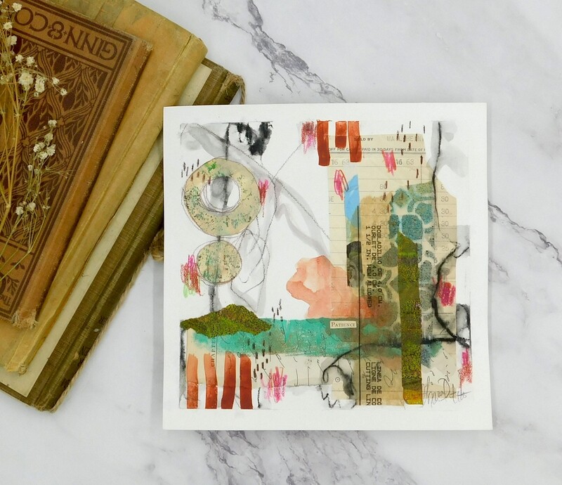 &quot;Patience abstract&quot; 8x8 mixed media original to be framed