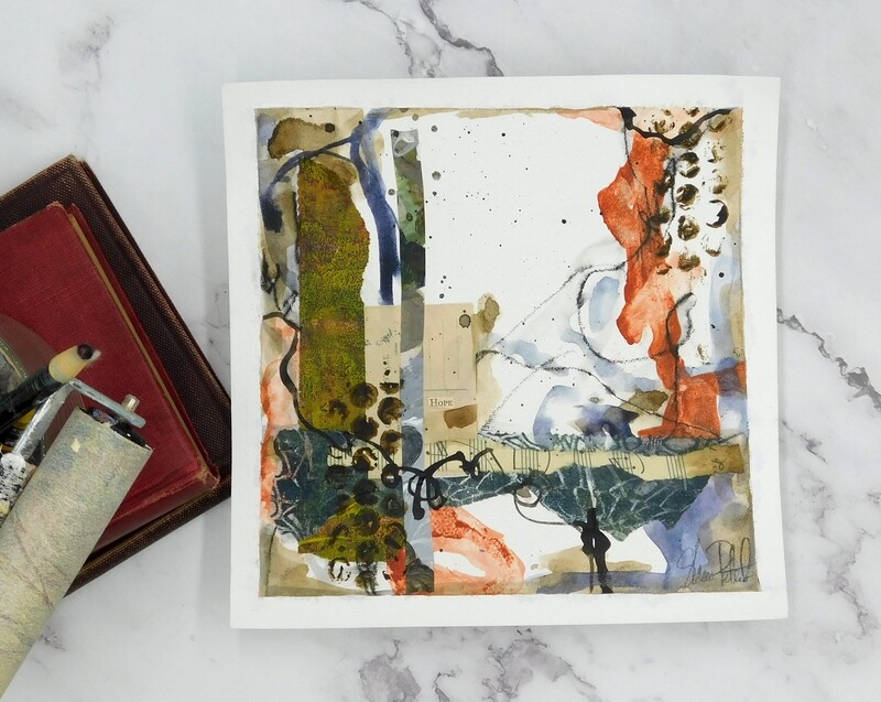 &quot;Hope&quot; abstract 8x8 mixed media original to be framed